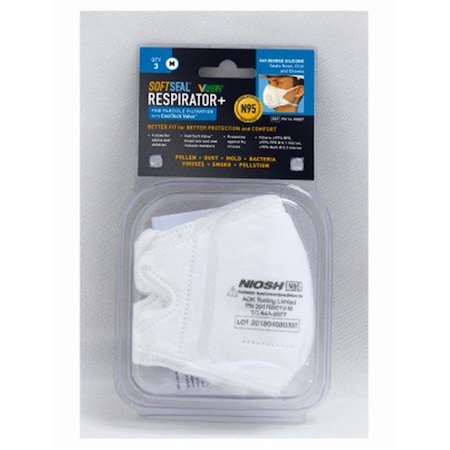 Ddme DDME 240767 N95 Softseal Valved Mask - Medium; Pack of 3 240767